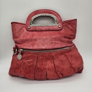Gustto Genuine Leather Handbag Vintage Y2K Pink Red Silver